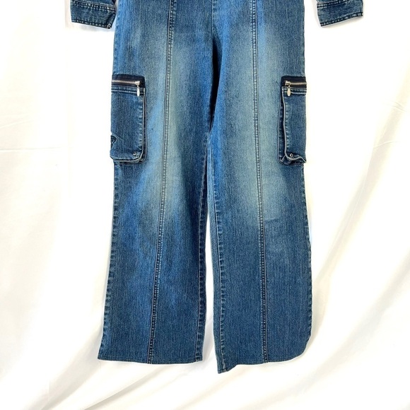 LOGIK BLUE JEANS JUMPSUIT OVERALL Y2K LONG SLEEVES JUMPSUIT 90s VINTAGE SIZE 26 - Picture 7 of 17